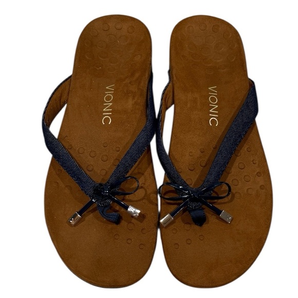 Vionic Bella II Womens Orthopedic Thong Flip Flop Sandal Sz 11 Denim Blue Comfor - Picture 1 of 8